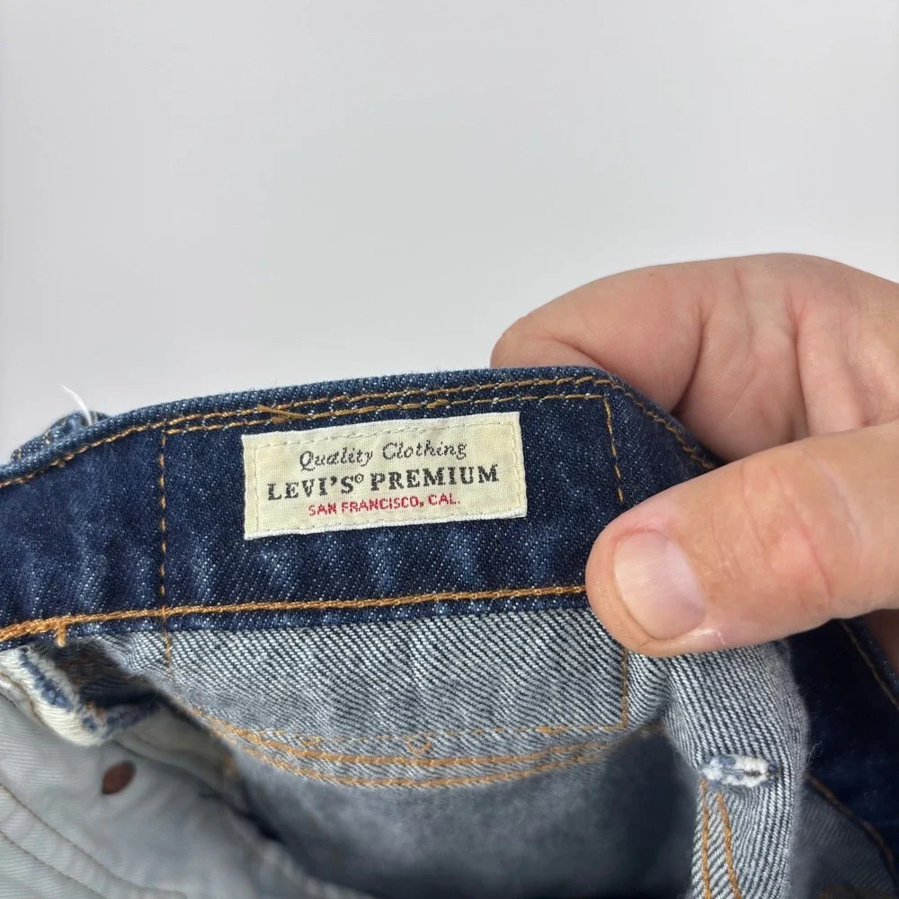 Levi's Premium 502 Selvedge Jeans Mens 39x24 (Tag 40x30)  Cropped Raw Hem *READ